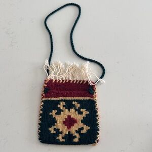Kilim Bohemian Woven Fringe Crossbody Bag - Multicolor  4.5”x5”